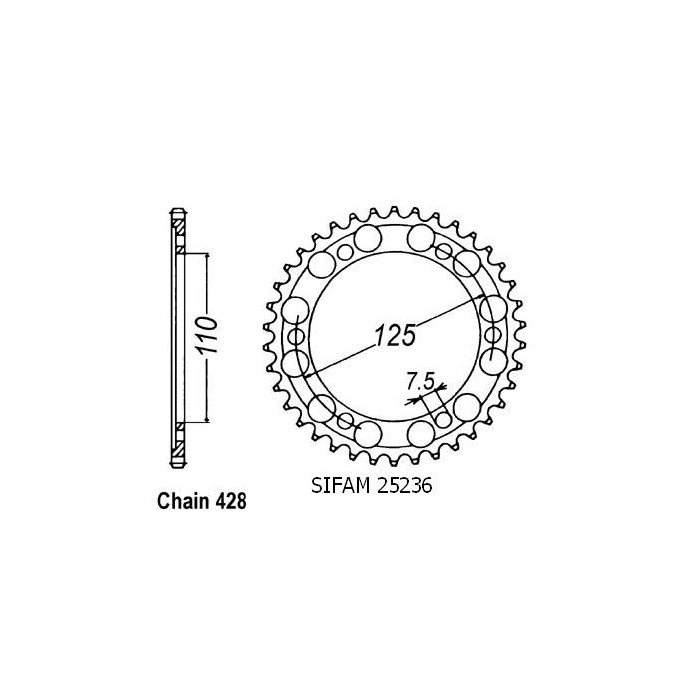 Couronne Gilera 125 Cougar - 428 - 46 Dents - Similaire JTR485