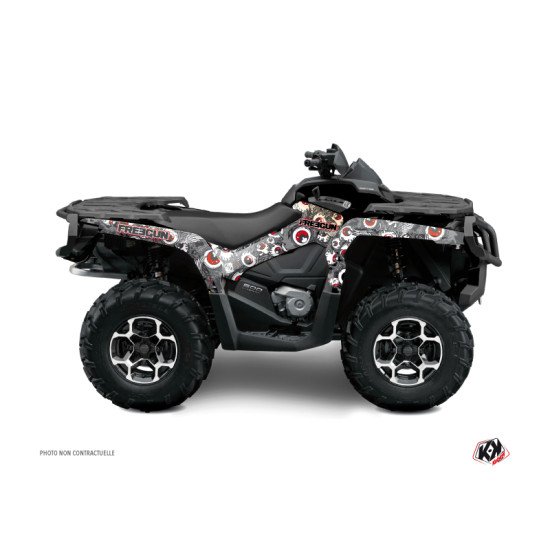 Kit Déco Quad Freegun Eyed Can Am Outlander 400 MAX Gris Rouge (2010-