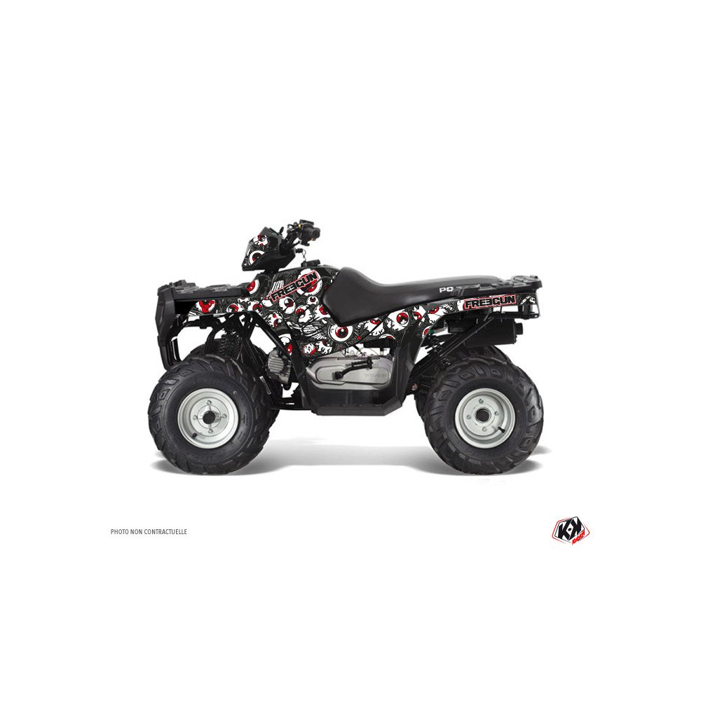 Kit Déco Quad Freegun Eyed Polaris 90 Sportsman Gris Rouge (2007-2016