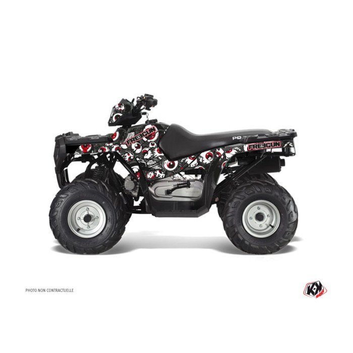 Kit Déco Quad Freegun Eyed Polaris 90 Sportsman Gris Rouge (2007-2016