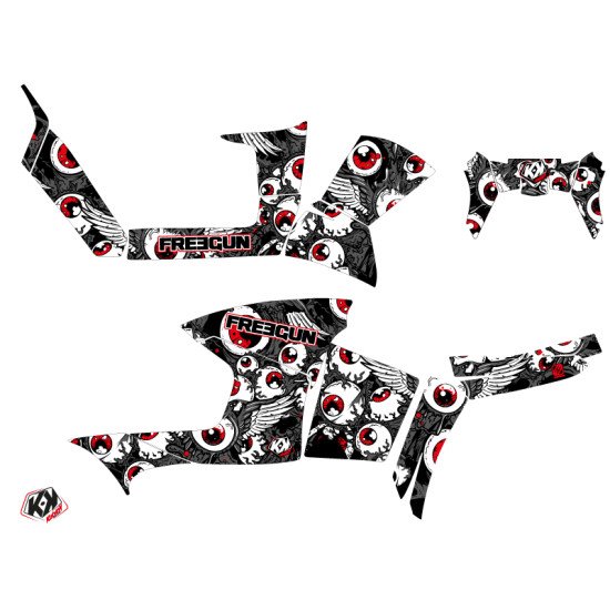Kit Déco Quad Freegun Eyed Polaris 90 Sportsman Gris Rouge (2007-2016