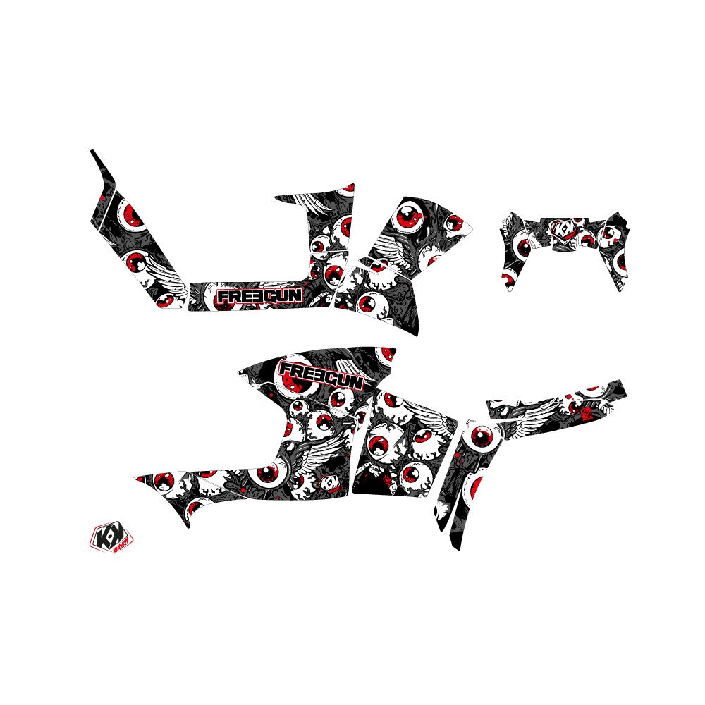 Kit Déco Quad Freegun Eyed Polaris 90 Sportsman Gris Rouge (2007-2016
