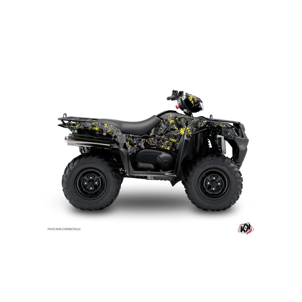 Kit Déco Quad Camo Suzuki King Quad 750 Noir Jaune (2019-2023)