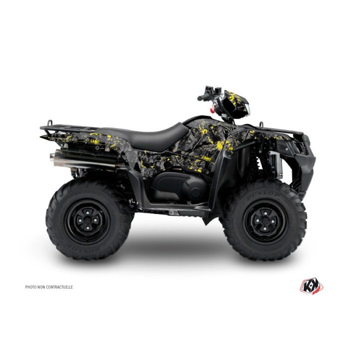 Kit Déco Quad Camo Suzuki King Quad 750 Noir Jaune (2019-2023)