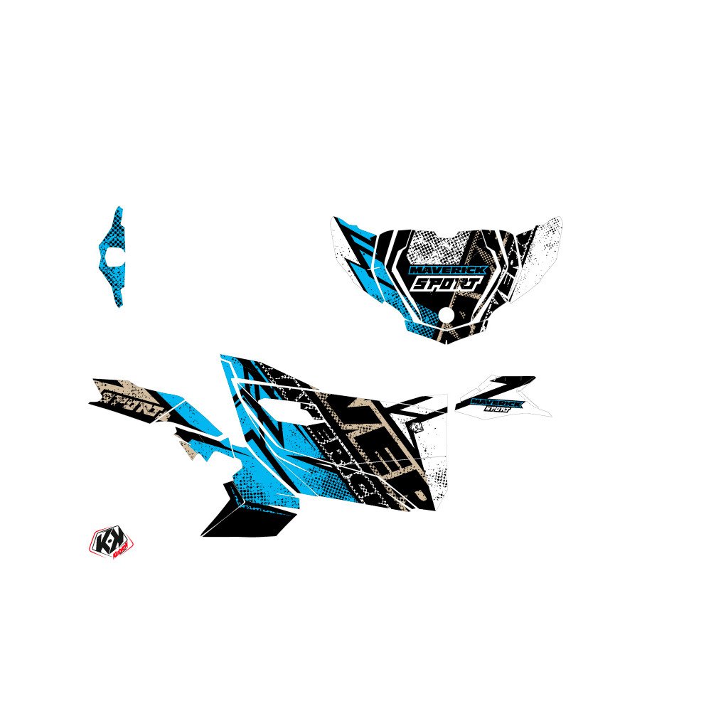 Kit Déco SSV Kraft Can Am Maverick Sport Avec Portes Blanc Bleu (2018