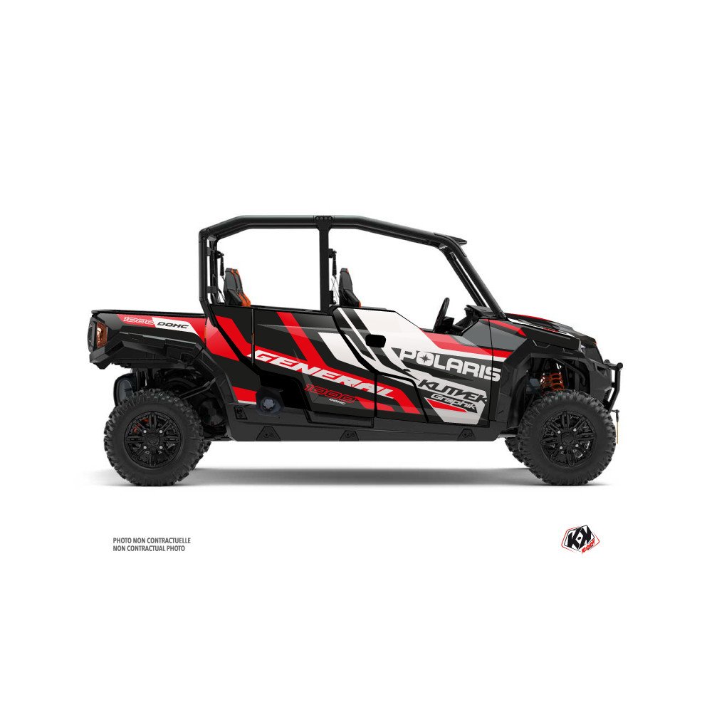 Kit Déco SSV Root Polaris GENERAL 1000 4 portes Rouge Noir (2022-2023