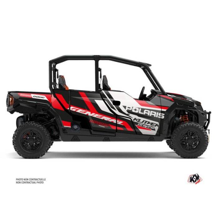 Kit Déco SSV Root Polaris GENERAL 1000 4 portes Rouge Noir (2022-2023
