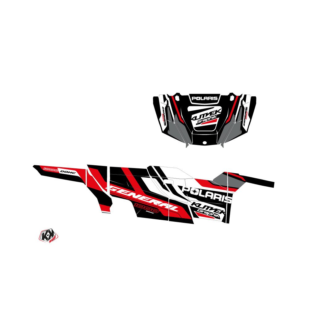Kit Déco SSV Root Polaris GENERAL 1000 4 portes Rouge Noir (2022-2023