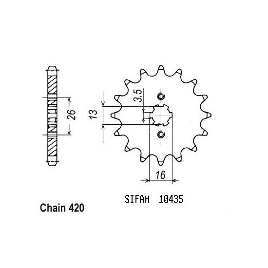 Pignon TT Suzuki-Yamaha - 420 - 15 Dents - Similaire JTF562 - Made in
