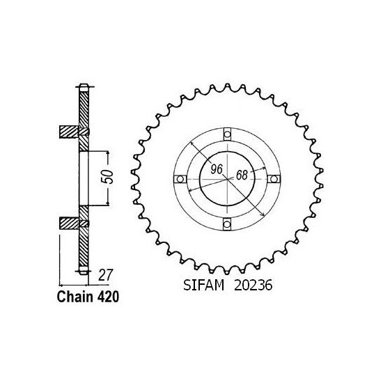 Couronne Acier TT Honda - 420 - 35 Dents - Similaire JTR256 - Made in