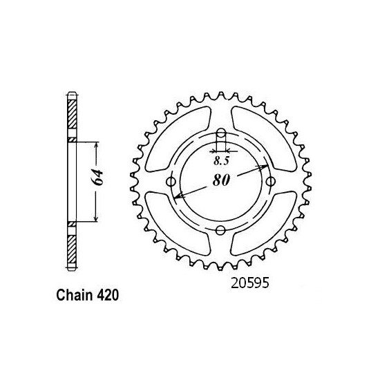 Couronne Acier TT Yamaha - 420 - 32 Dents - Similaire JTR834 - Made in
