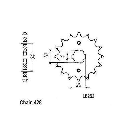Pignon TT Honda - 428 - 15 Dents - Similaire JTF259 - Made in Germany