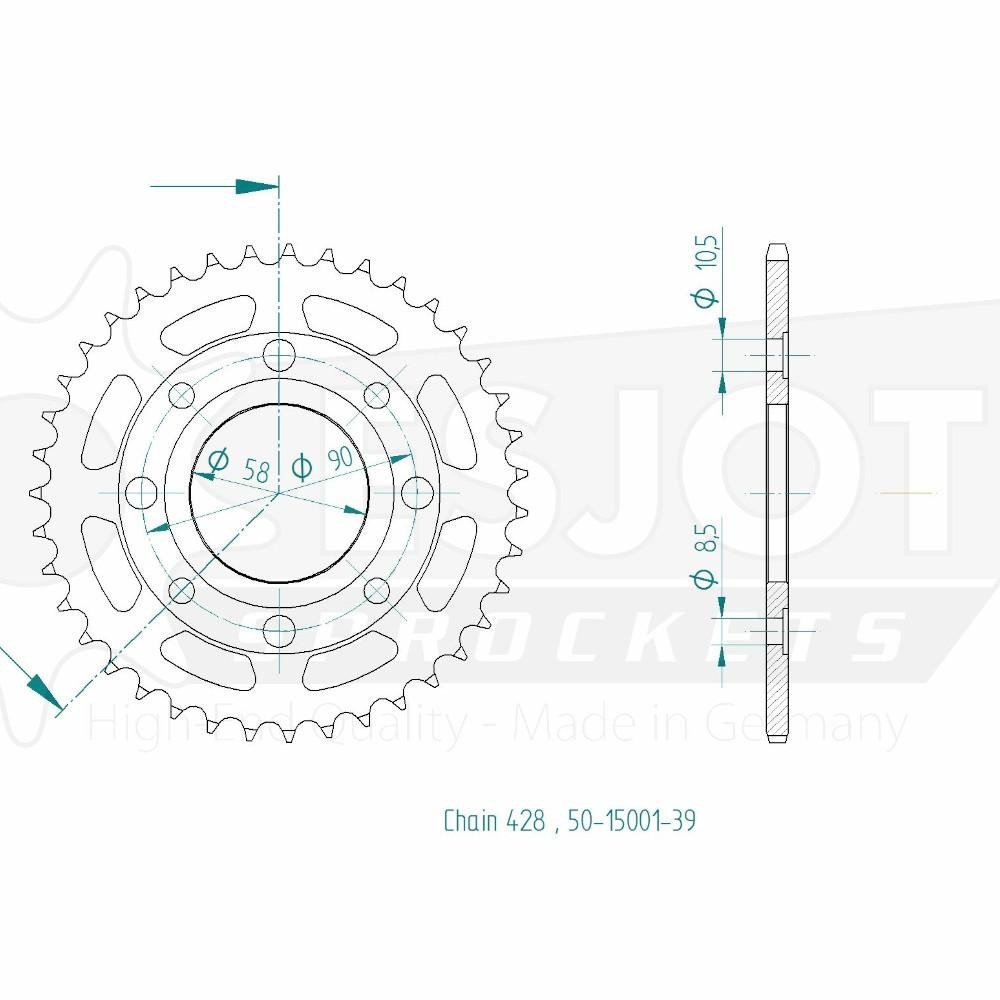 Couronne Acier TT Honda - 428 - 39 Dents - Made in Germany