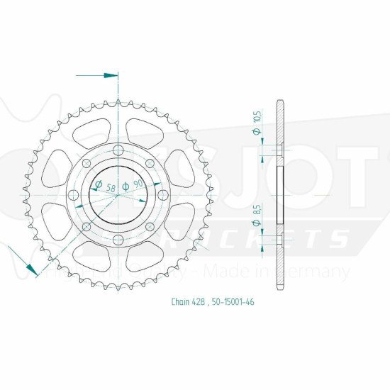 Couronne Acier TT Honda - 428 - 46 Dents - Made in Germany