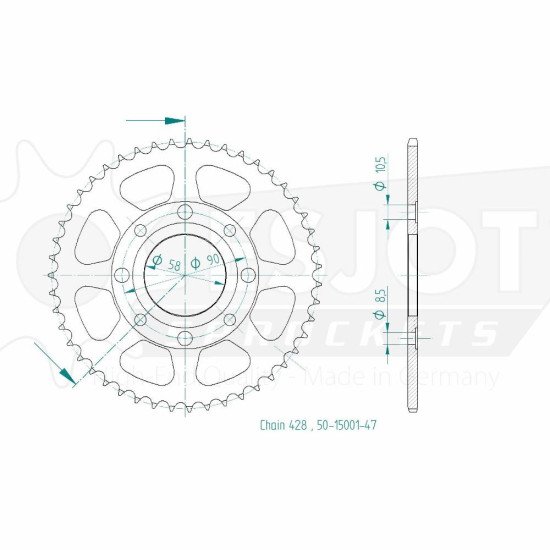 Couronne Acier TT Honda - 428 - 47 Dents - Similaire JTR269 - Made in
