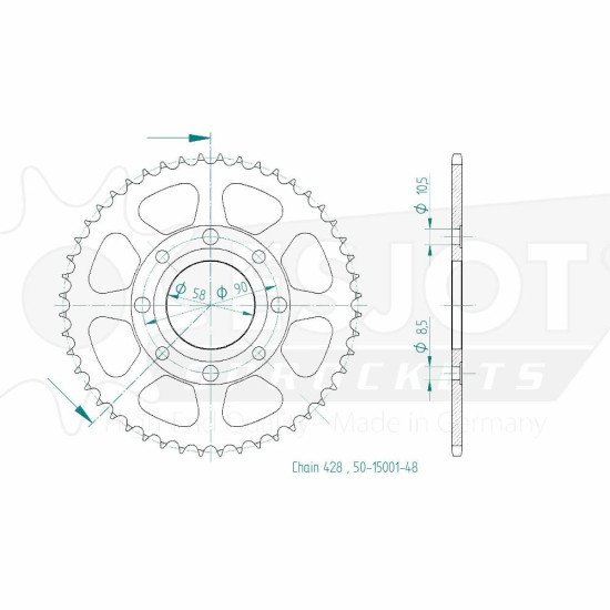 Couronne Acier TT Honda - 428 - 48 Dents - Made in Germany