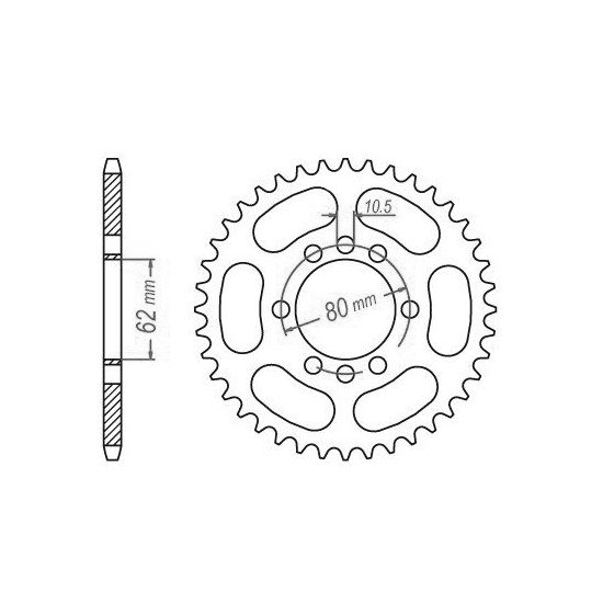 Couronne Acier TT Yamaha - 428 - 49 Dents - Similaire JTR843 - Made in