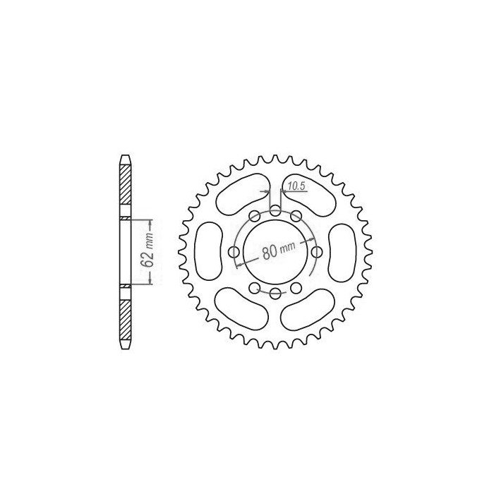 Couronne Acier TT Yamaha - 428 - 49 Dents - Similaire JTR843 - Made in