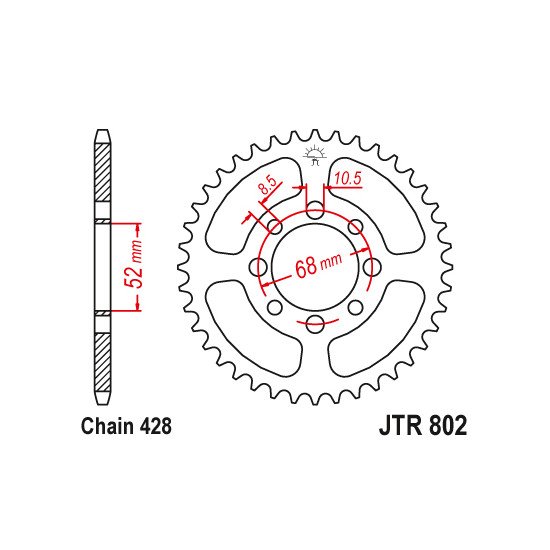 Couronne Acier TT Suzuki - 428 - 40 Dents - Similaire JTR802 - Made in