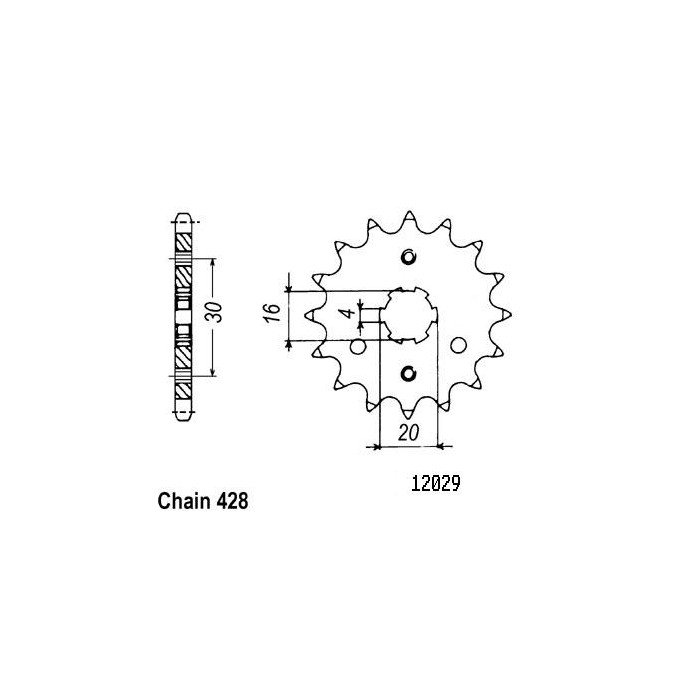 Pignon TT Kawasaki - 428 - 14 Dents - Made in Germany