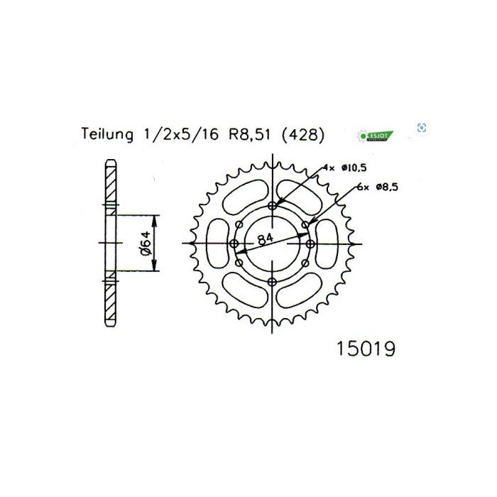Couronne Acier TT Suzuki - 428 - 49 Dents - Similaire JTR1796 - Made i