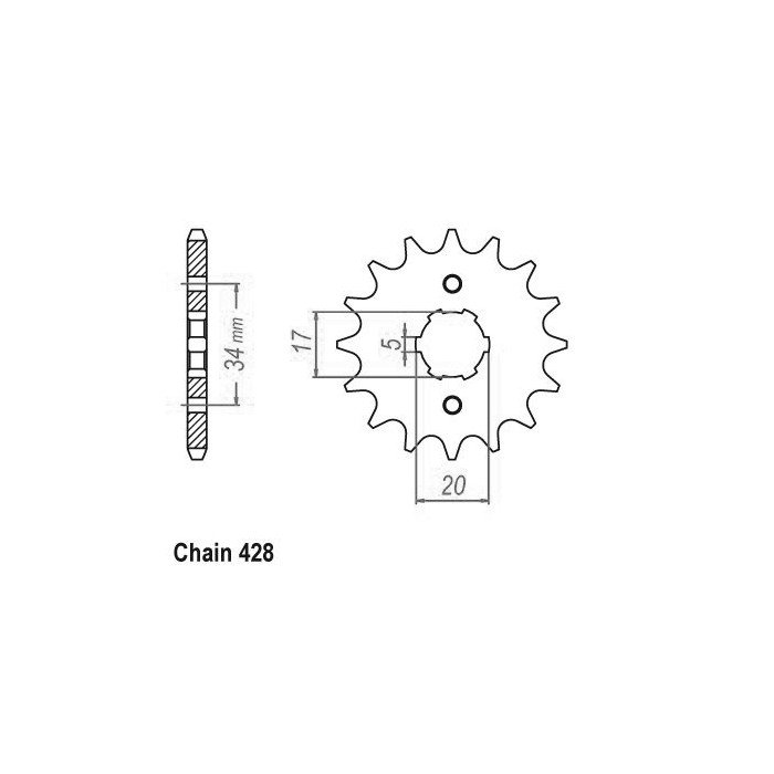 Pignon TT Honda - 428 - 14 Dents - Made in Germany