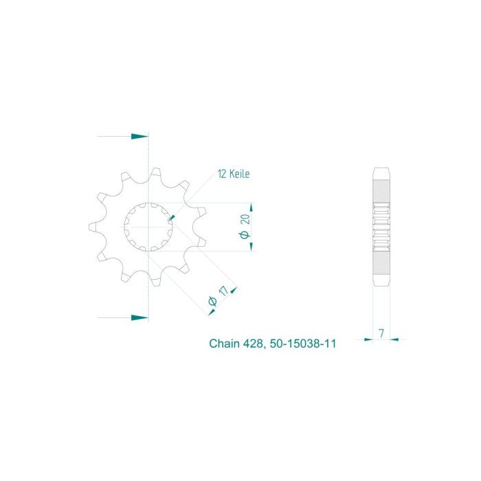 Pignon ESJOT 50-15038-11 428 Z11 Sherco 50 2007-2023