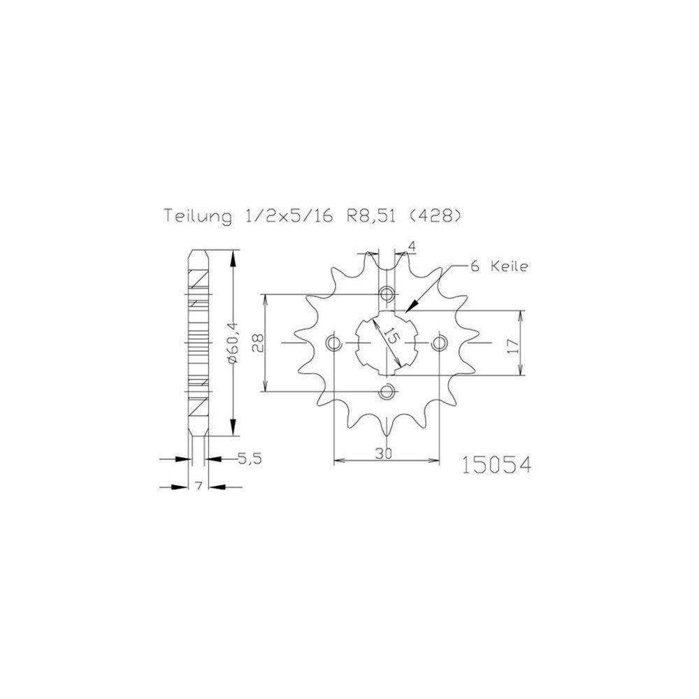 Pignon Kawasaki-Suzuki - 428 - 14 Dents - Made in Germany