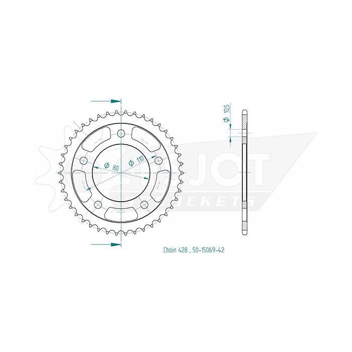 Couronne Acier Kymco - 428 - 42 Dents - Made in Germany