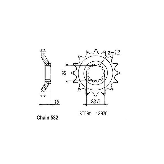 Pignon Kawasaki - 532 - 17 Dents - Similaire JTF525 - Made in Germany