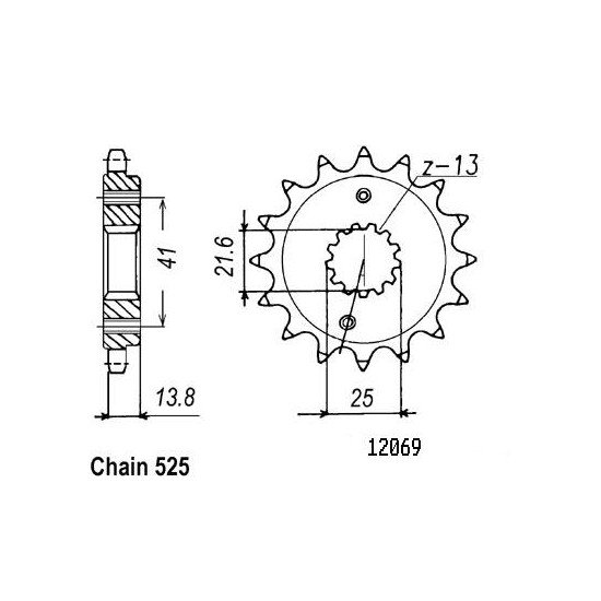 Pignon Honda - 525 - 15 Dents - Similaire JTF296 - Made in Germany