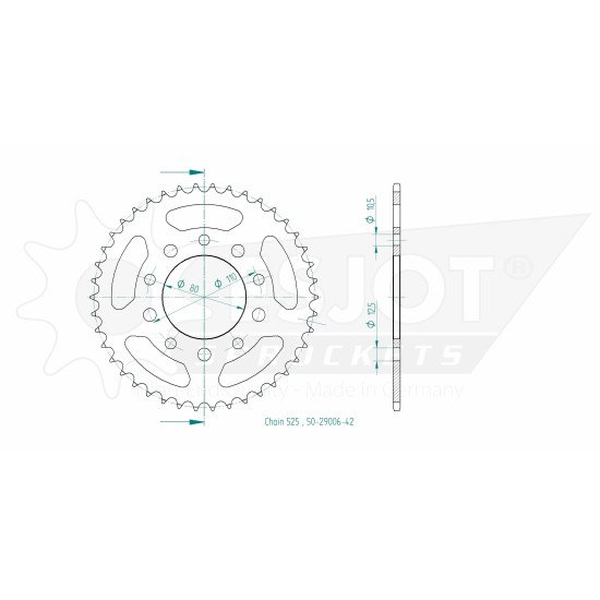 Couronne Acier Triumph - 525 - 42 Dents - Made in Germany