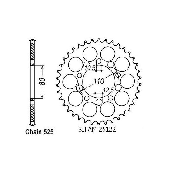 Couronne Acier Honda - 525 - 45 Dents - Made in Germany
