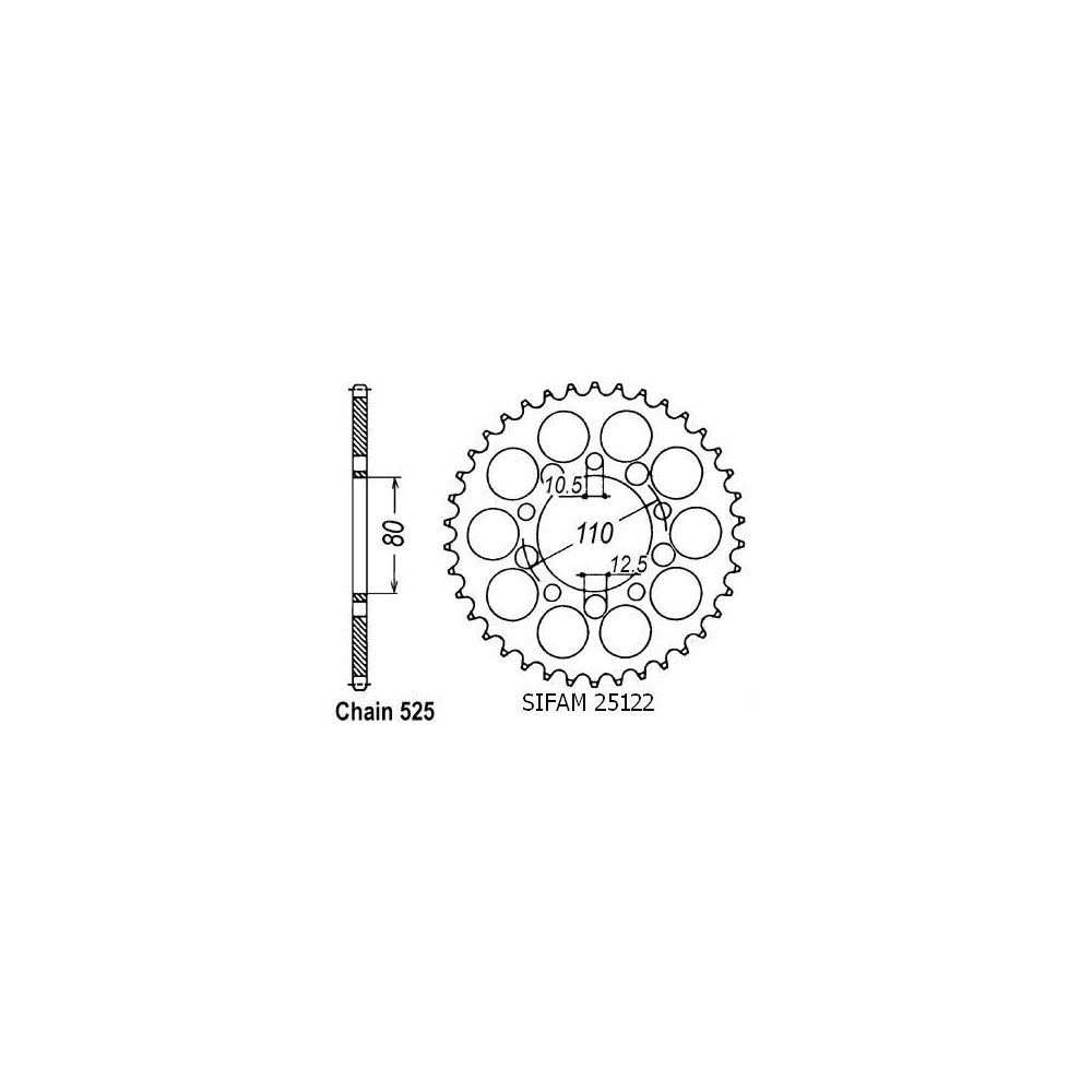 Couronne Acier Honda - 525 - 45 Dents - Made in Germany