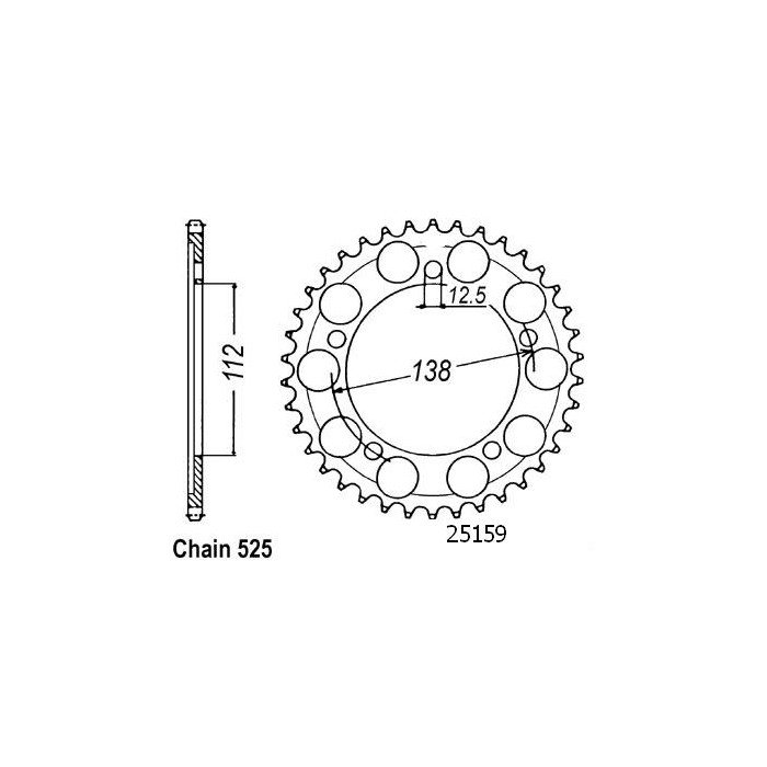 Couronne Acier Honda - 525 - 41 Dents - Similaire JTR1304 - Made in Ge