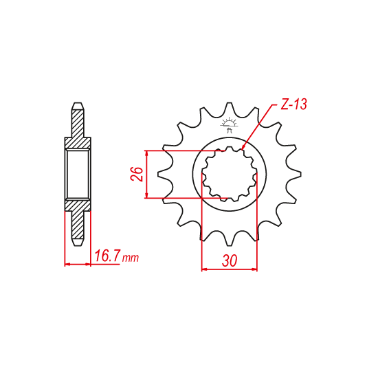 Pignon Lightweight Honda - 525 - 16 Dents - Similaire JTF1370 - Made i
