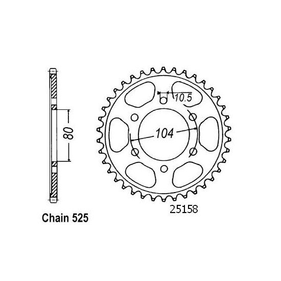 Couronne Acier Kawasaki - 525 - 39 Dents - Similaire JTR1489 - Made in