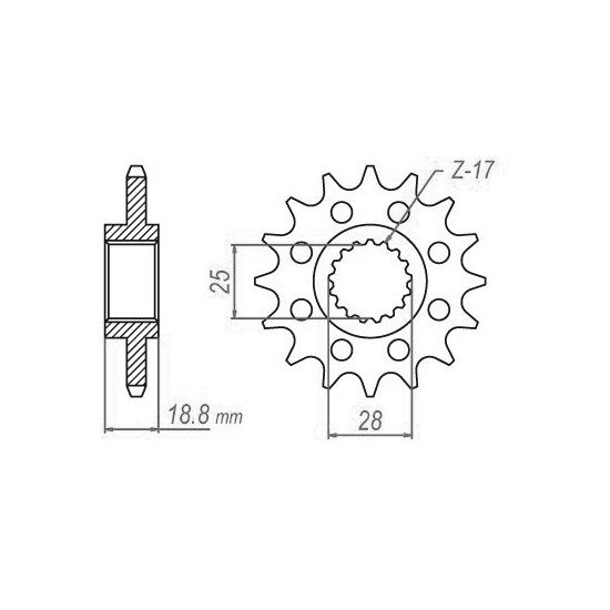 Pignon Lightweight Aprilia-BMW - 525 - 16 Dents - Similaire JTF704 - M