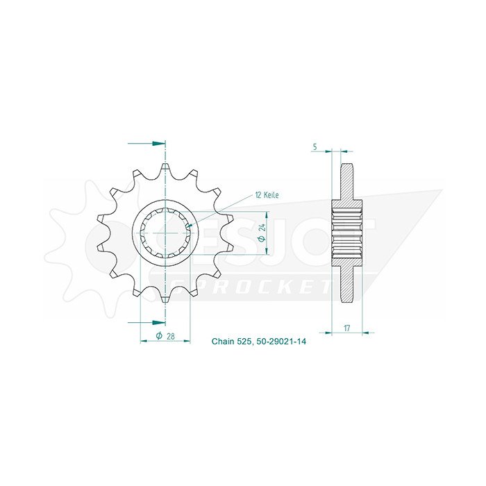 Pignon - 525 - 14 Dents - Made in Germany