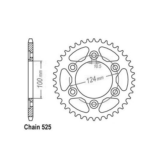 Couronne Acier Ducati - 525 - 42 Dents - Similaire JTR745 - Made in Ge