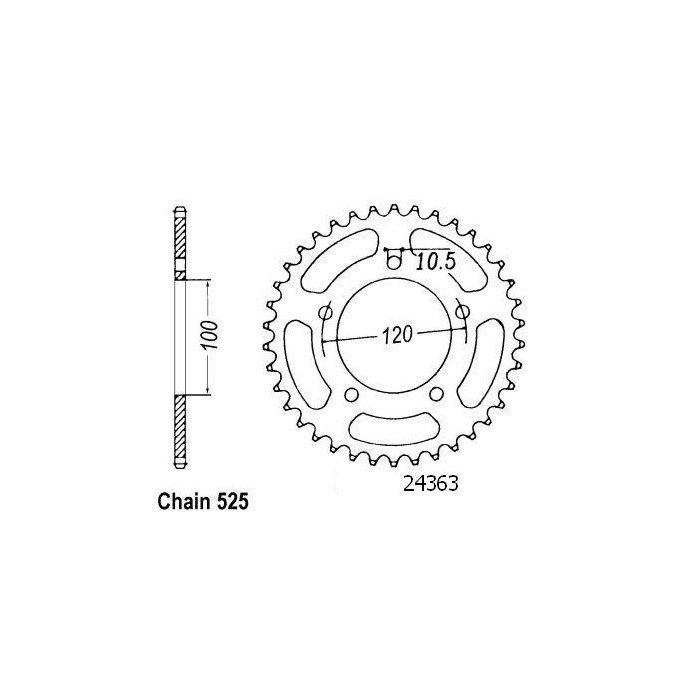Couronne Acier Aprilia - 525 - 40 Dents - Similaire JTR702 - Made in G