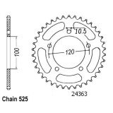 Couronne Acier Aprilia - 525 - 40 Dents - Similaire JTR702 - Made in G