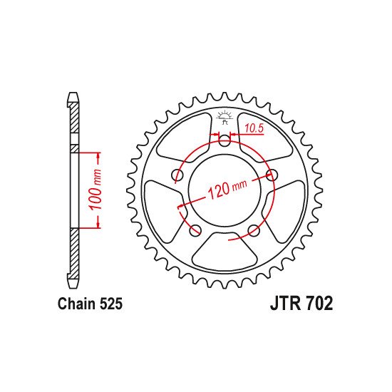 Couronne Acier Aprilia - 525 - 40 Dents - Similaire JTR702 - Made in G