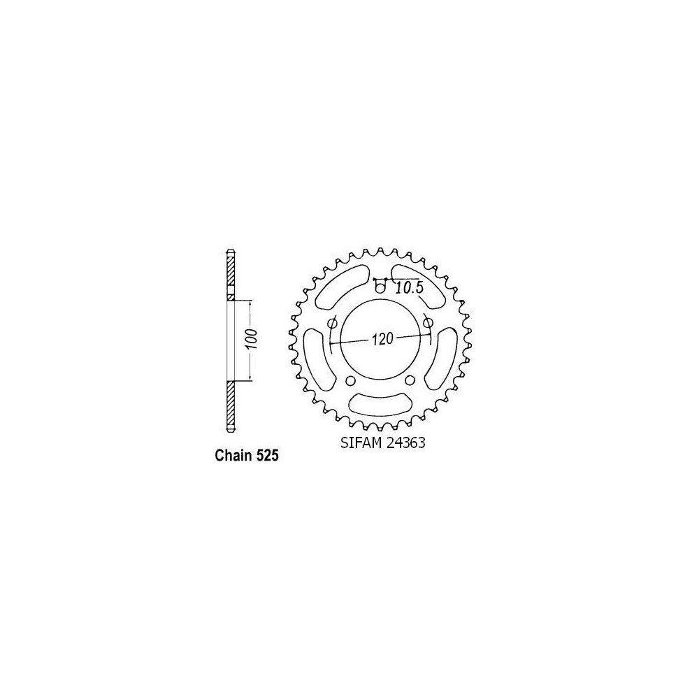 Couronne Acier Aprilia - 525 - 46 Dents - Similaire JTR702 - Made in G