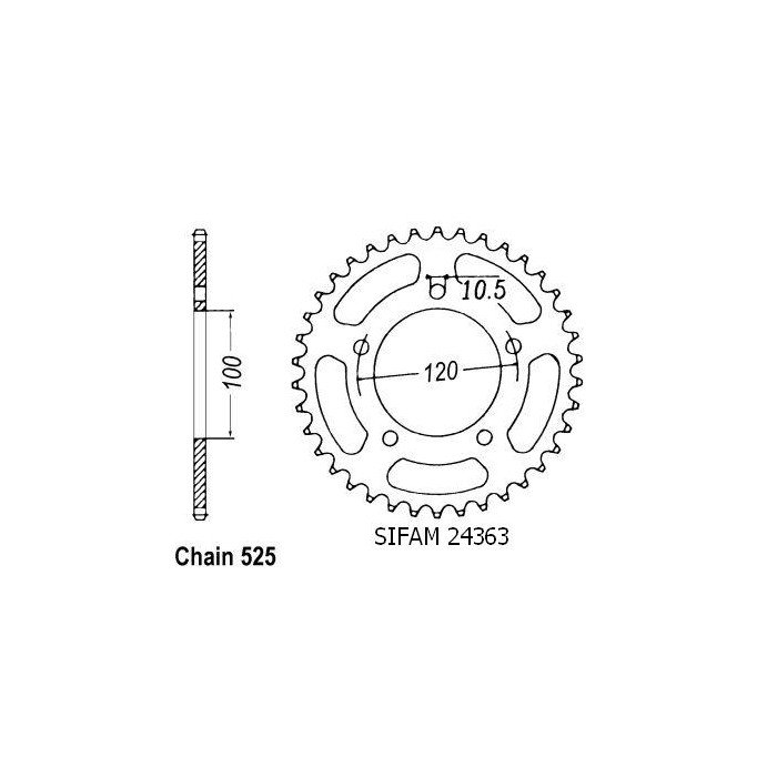 Couronne Acier Aprilia - 525 - 46 Dents - Similaire JTR702 - Made in G