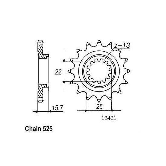 Pignon Kawasaki - 525 - 15 Dents - Similaire JTF1535 - Made in Germany