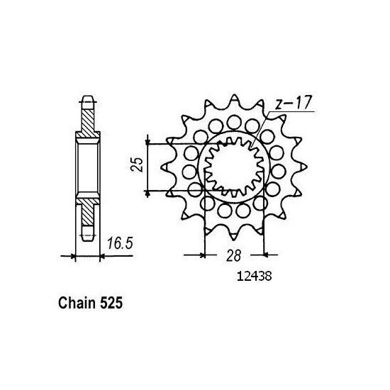 Pignon KTM - 525 - 17 Dents - Similaire JTF1904 - Made in Germany