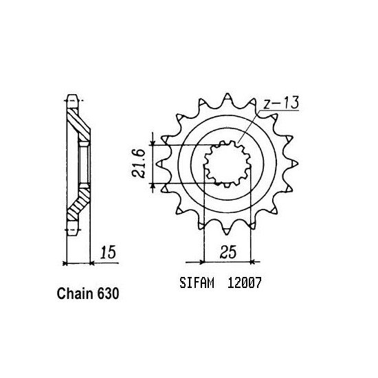 Pignon Kawasaki - 630 - 15 Dents - Similaire JTF514 - Made in Germany