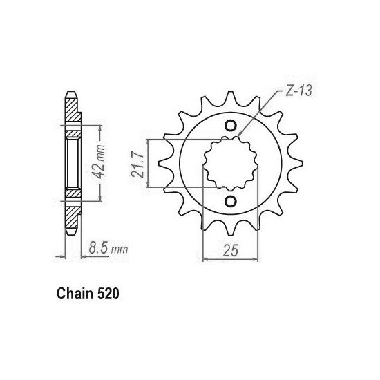 Pignon TT Lightweight Kawasaki - 520 - 16 Dents - Similaire JTF512 - M