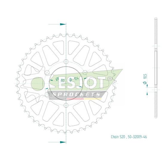 Couronne Acier Kawasaki - 520 - 43 Dents - Similaire JTR1478 - Made in